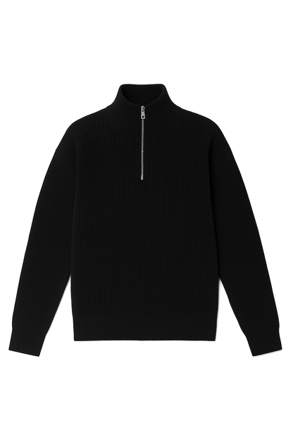 Black knitted Quarter Zipper