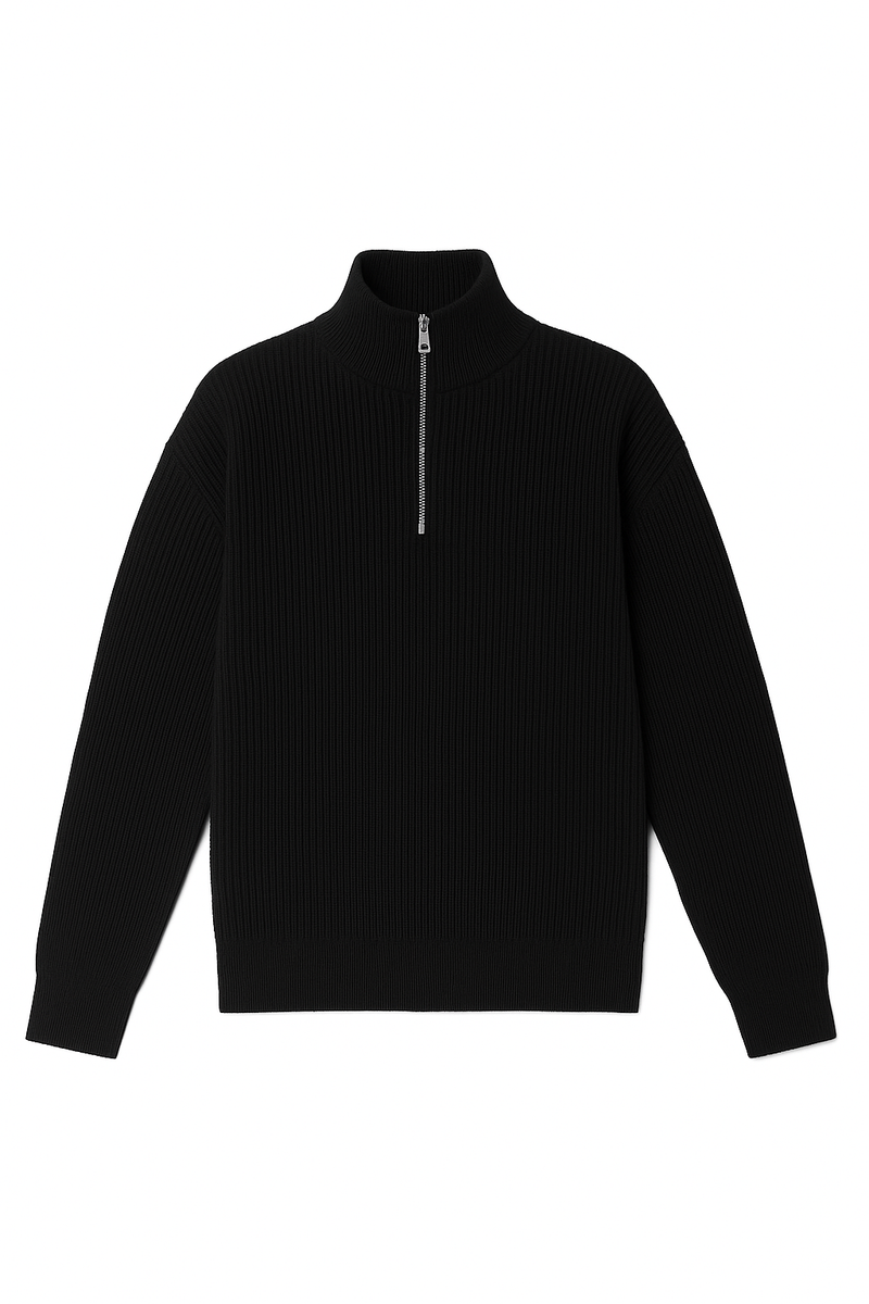Black knitted Quarter Zipper