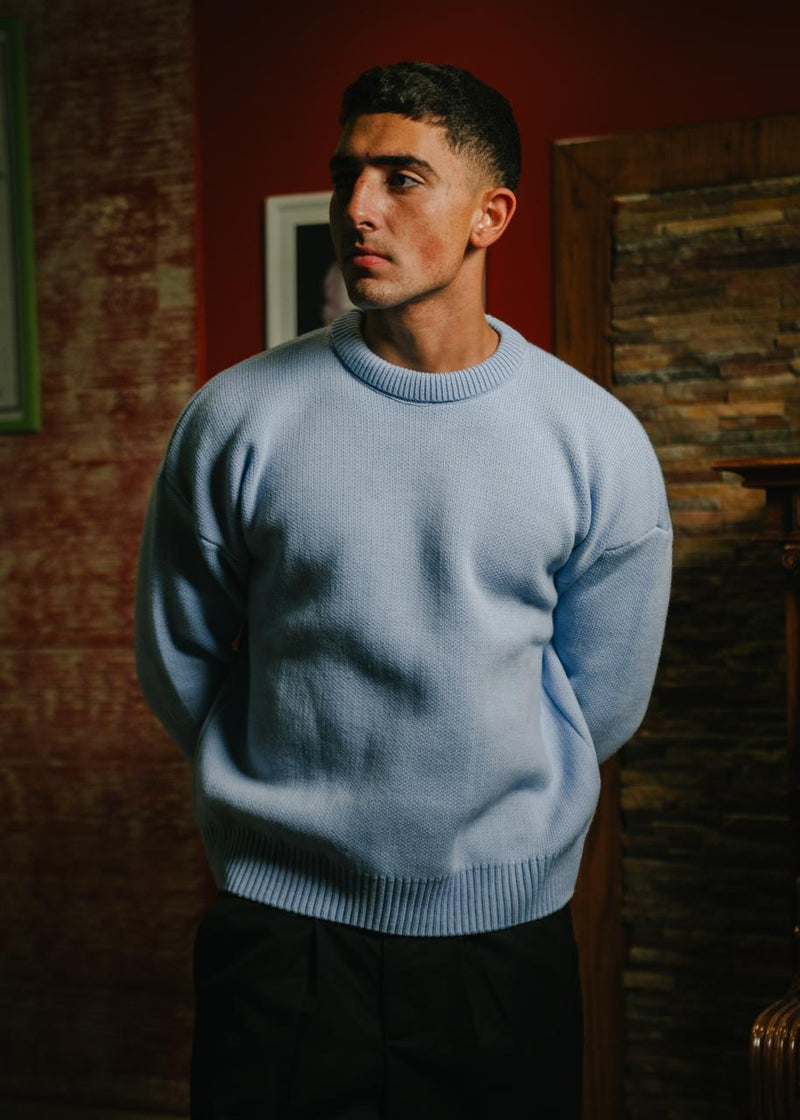 Baby Blue Knitted Sweater product-only mockup