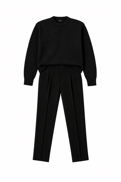 Black Ribbed Sweater+B Tailored