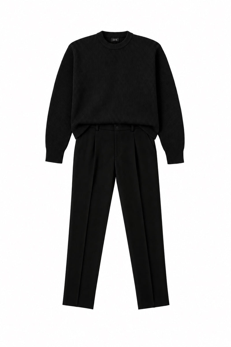 Black Ribbed Sweater+B Tailored