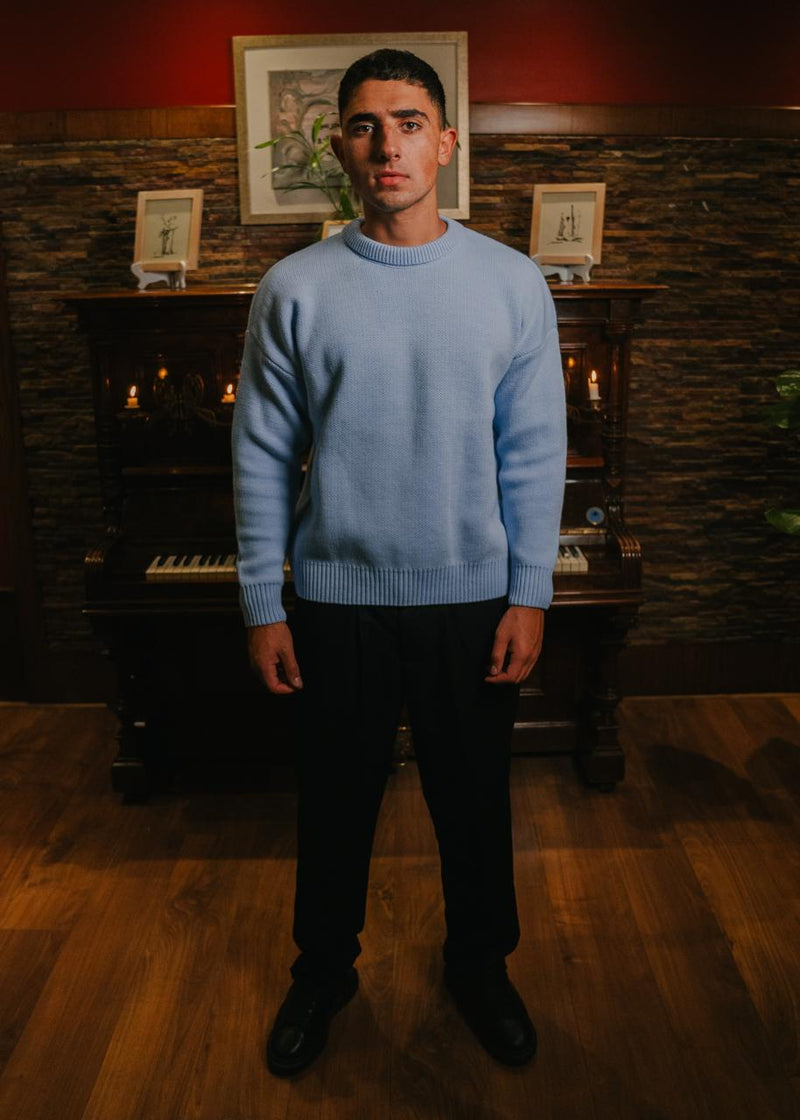 Baby Blue Knitted Sweater product-only mockup