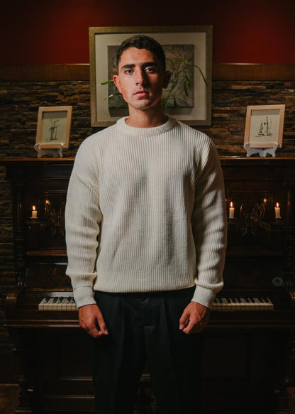 Cream Ribbed Knitted Sweater