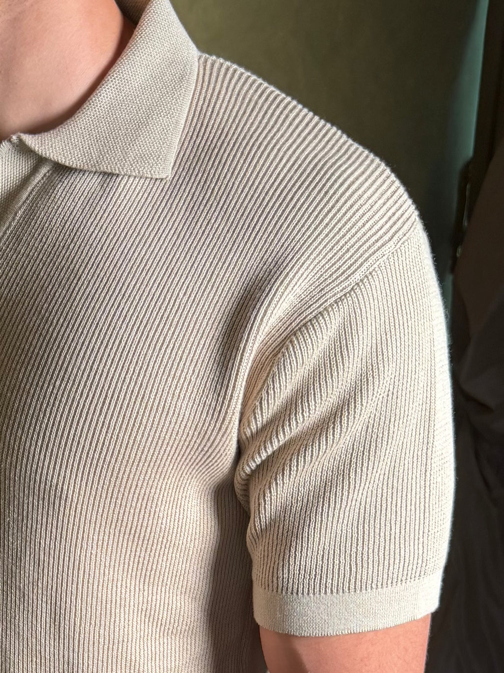 Beige Knitted Polo