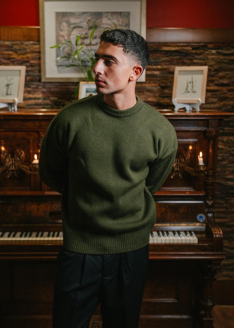Olive Knitted Sweater product-only mockup