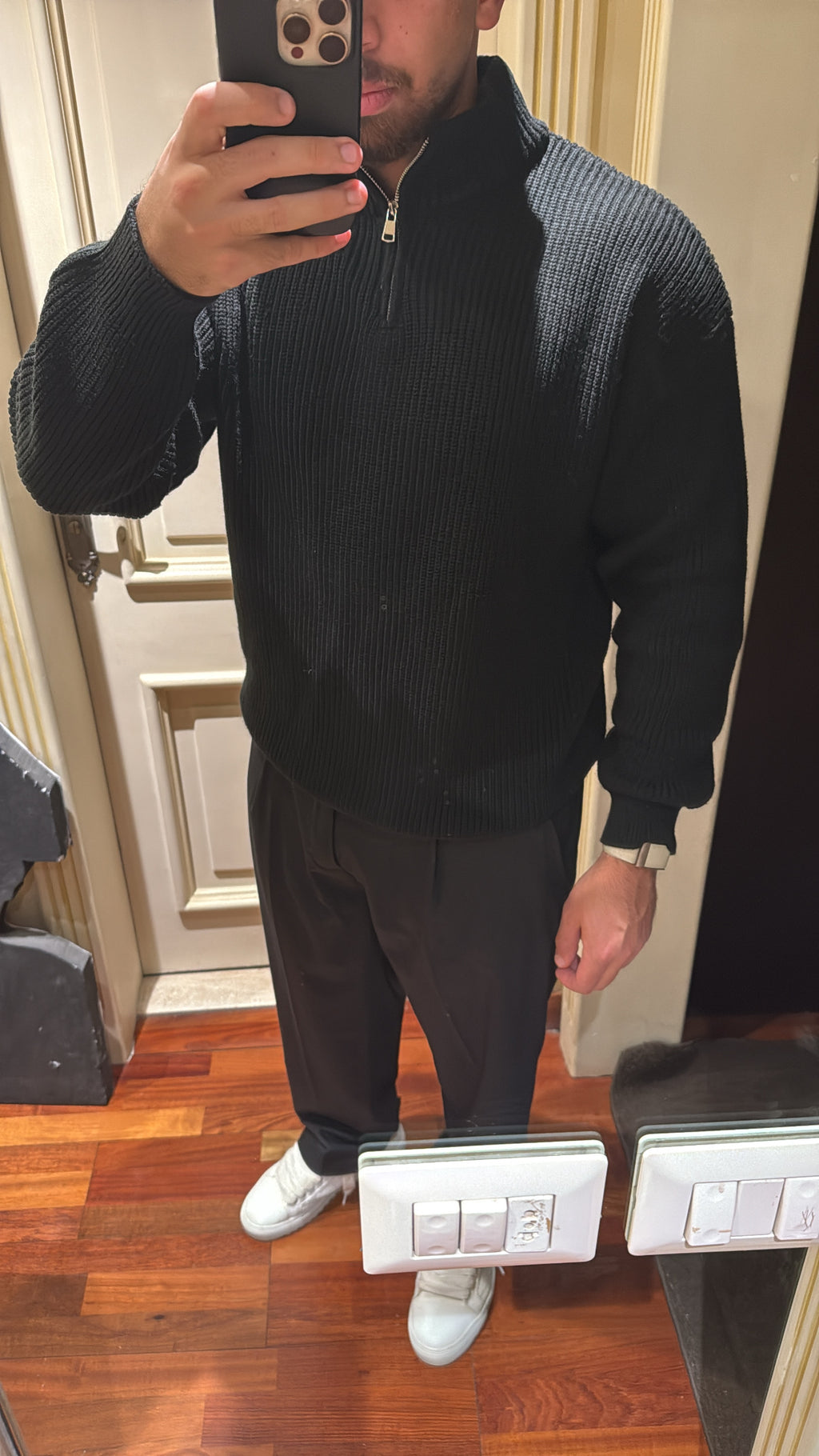 Black knitted Quarter Zipper