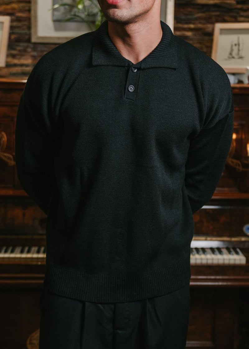 Black Knitted Button Up product-only mockup