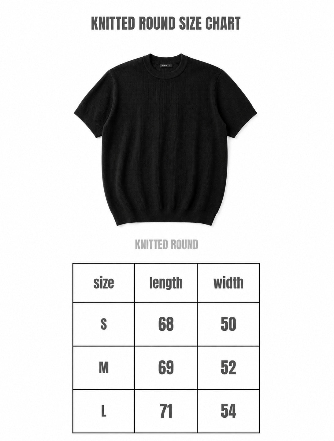 Black Round Knitted T-shirt