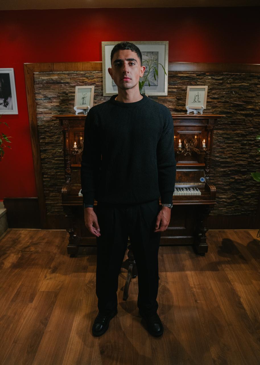 Black Ribbed Knitted Sweater