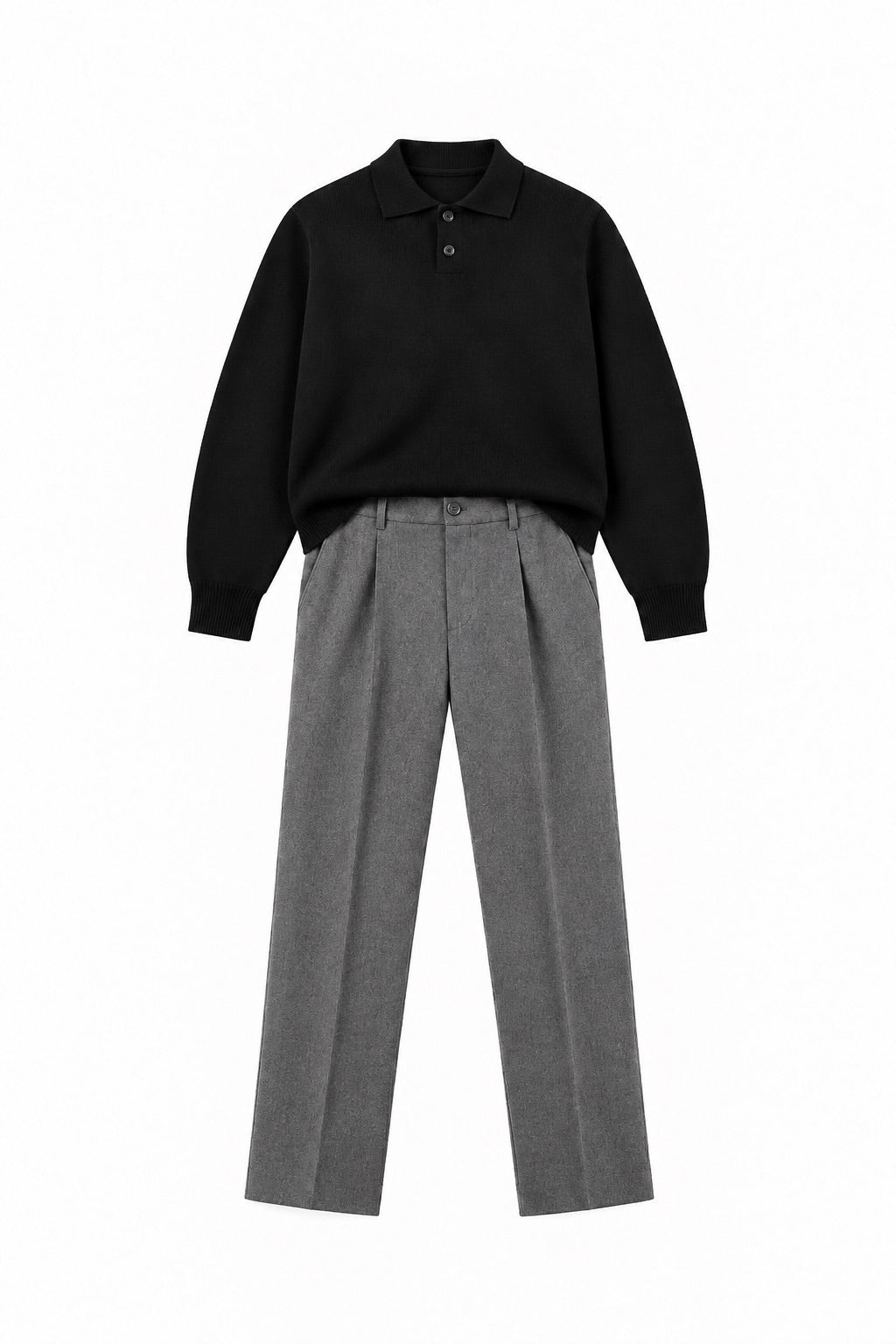 Black Knitted Button Up+G Tailored