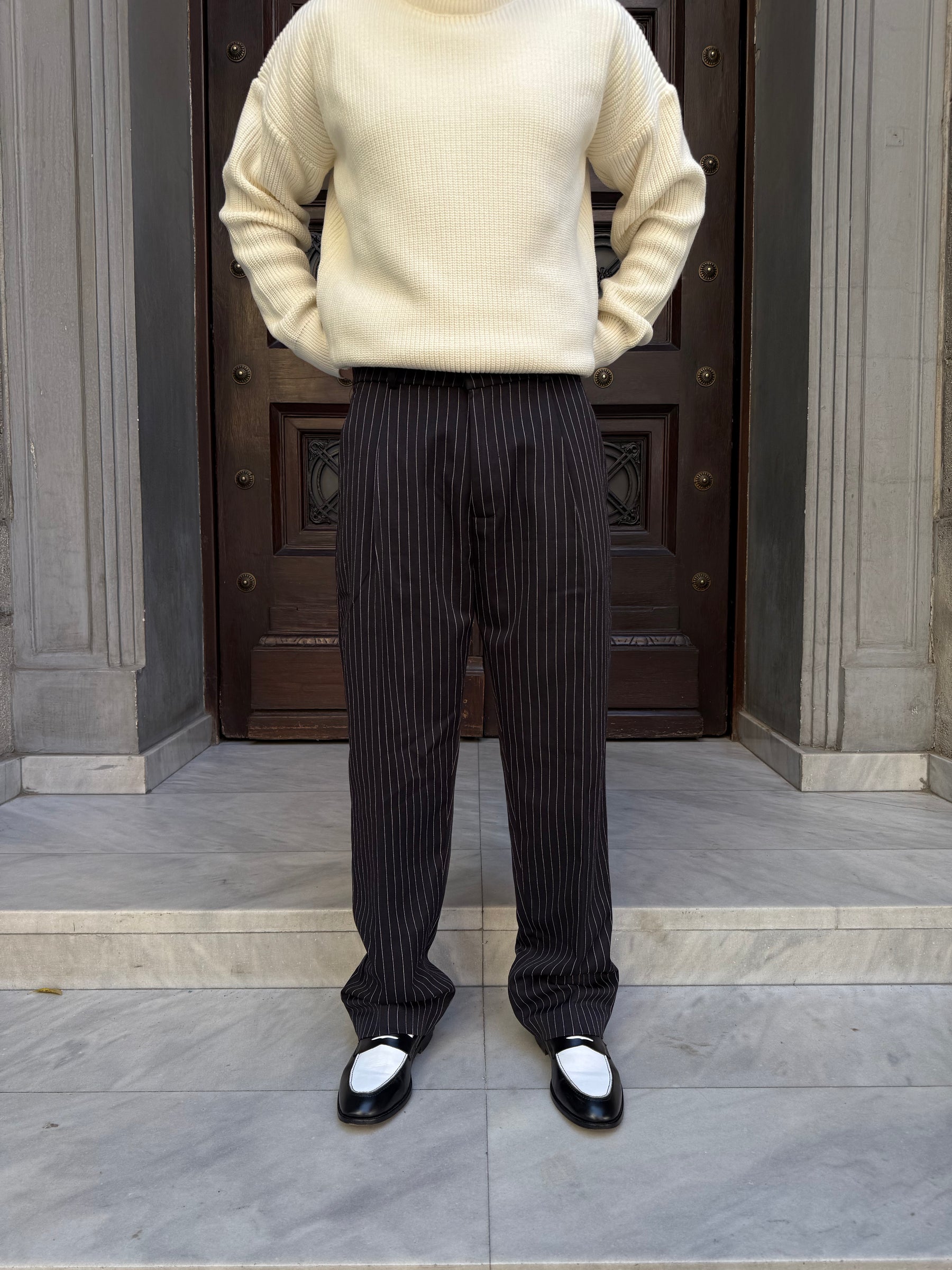 Black Pinstriped Pants