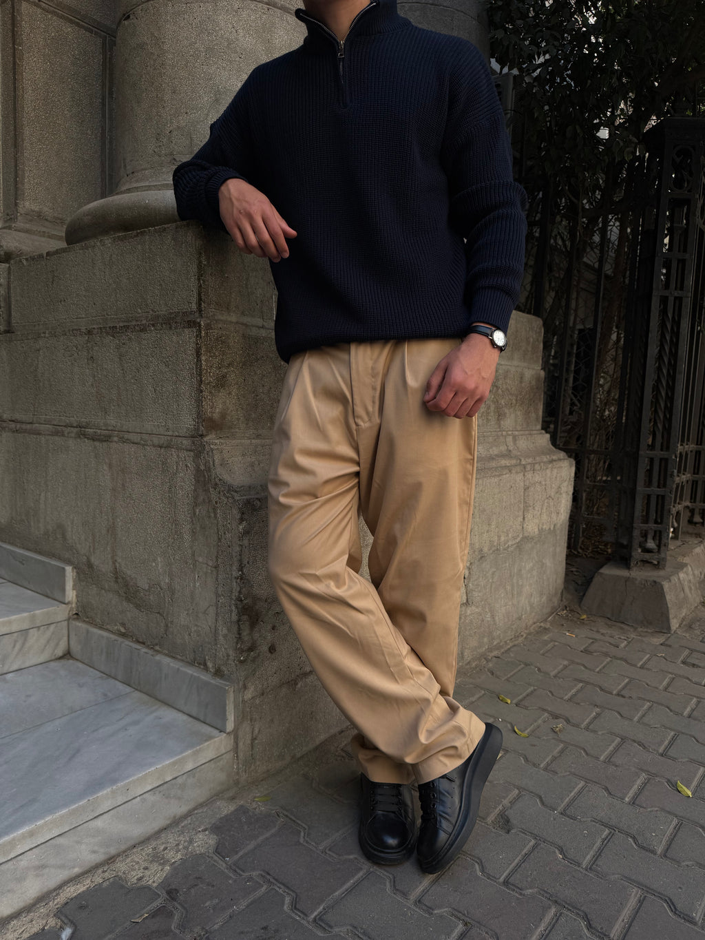 Navy Knitted Quarter Zipper