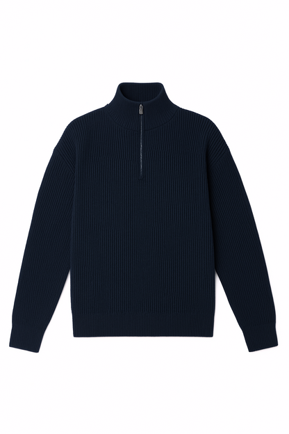Navy Knitted Quarter Zipper