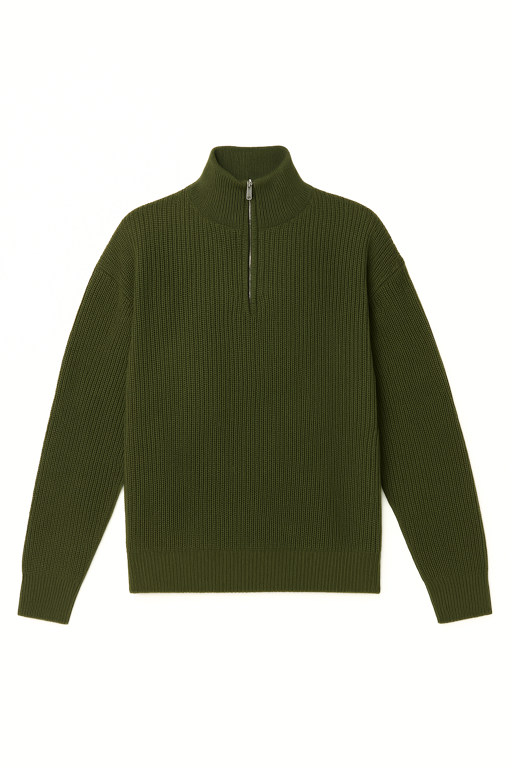 Olive Knitted Quarter Zipper
