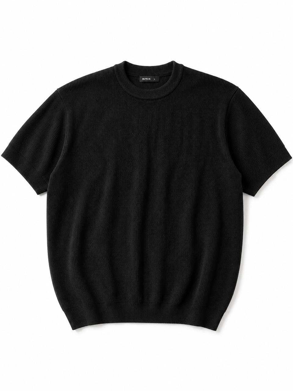Black Round Knitted T-shirt