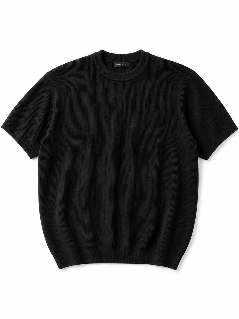 Black Round Knitted T-shirt