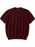 Burgundy Knitted Round T-shirt