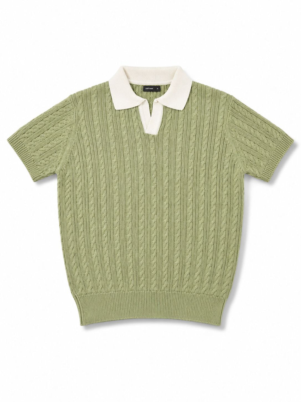 Sage Green Two Tone Knitted Polo