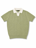 Sage Green Two Tone Knitted Polo
