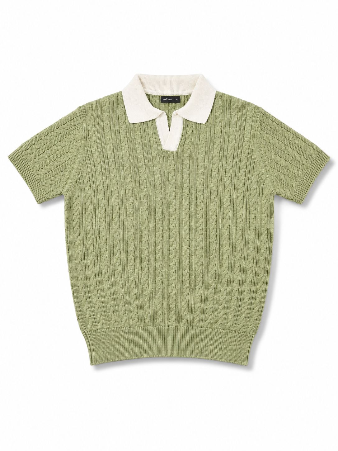 Sage Green Two Tone Knitted Polo