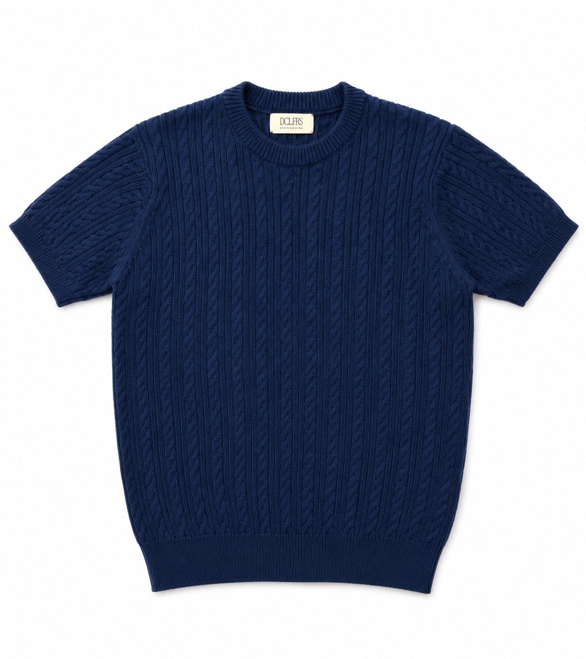 Navy Cable Knit Round Tshirt