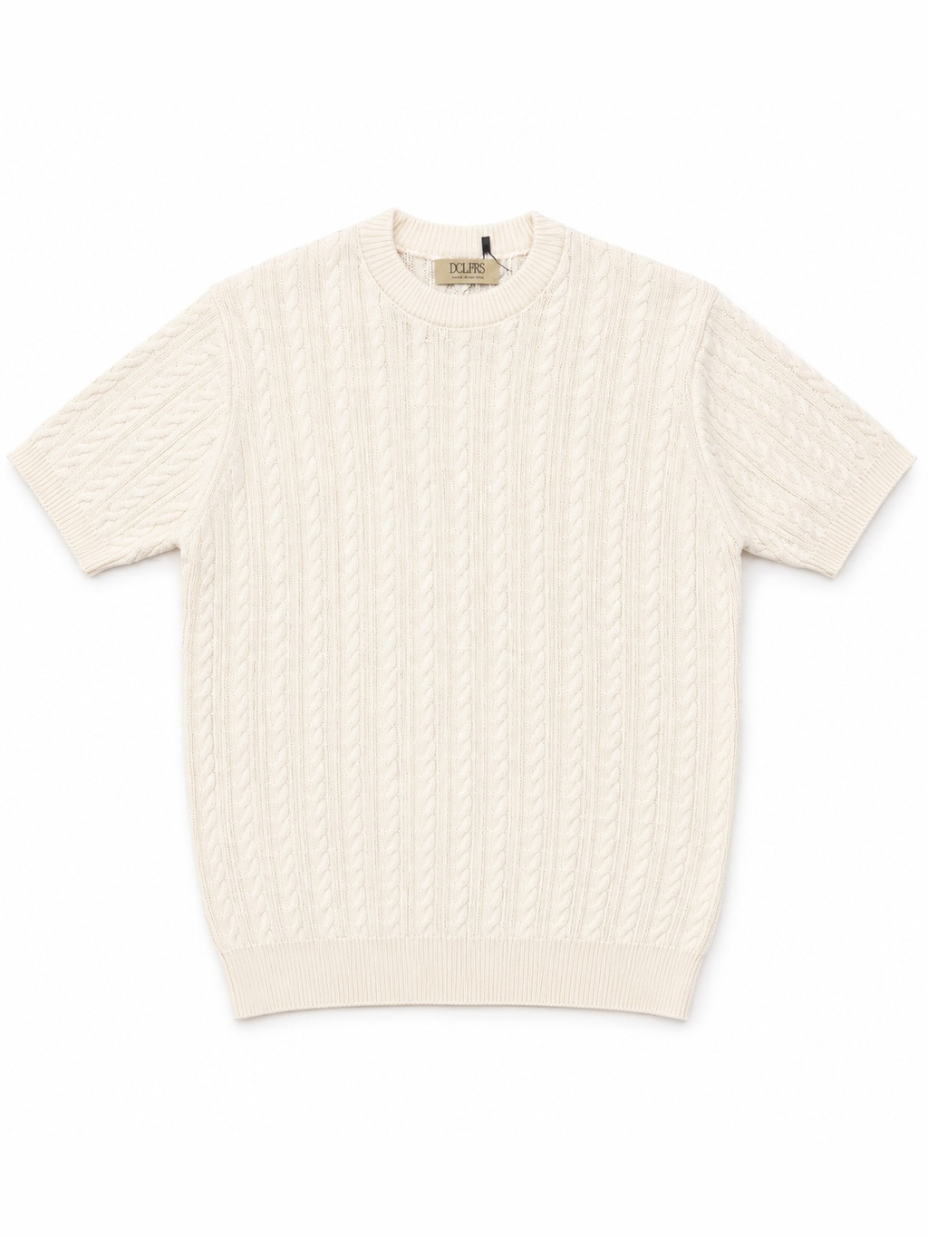 Cream Cable Knit Round Tshirt