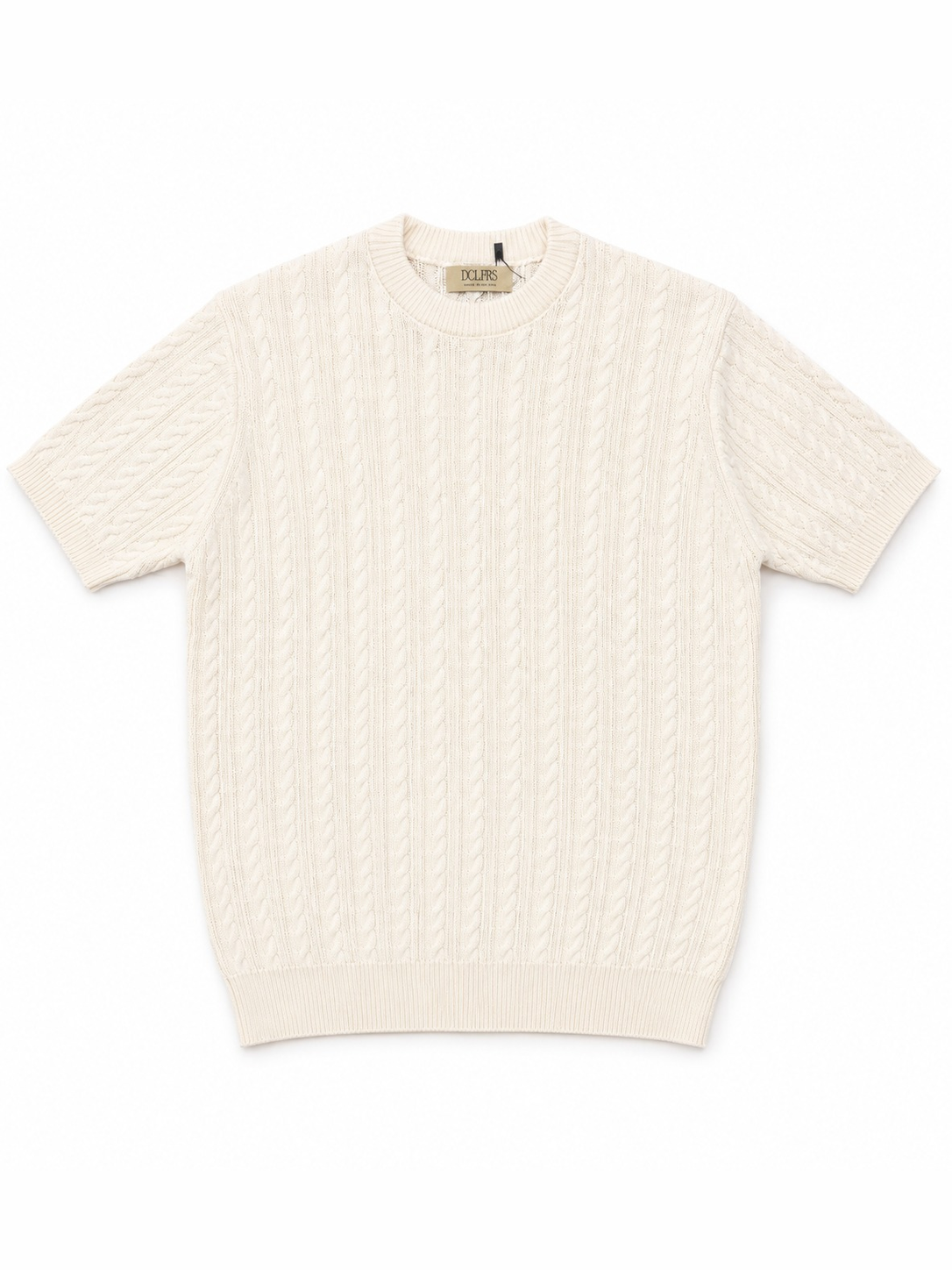 Cream Cable Knit Round Tshirt