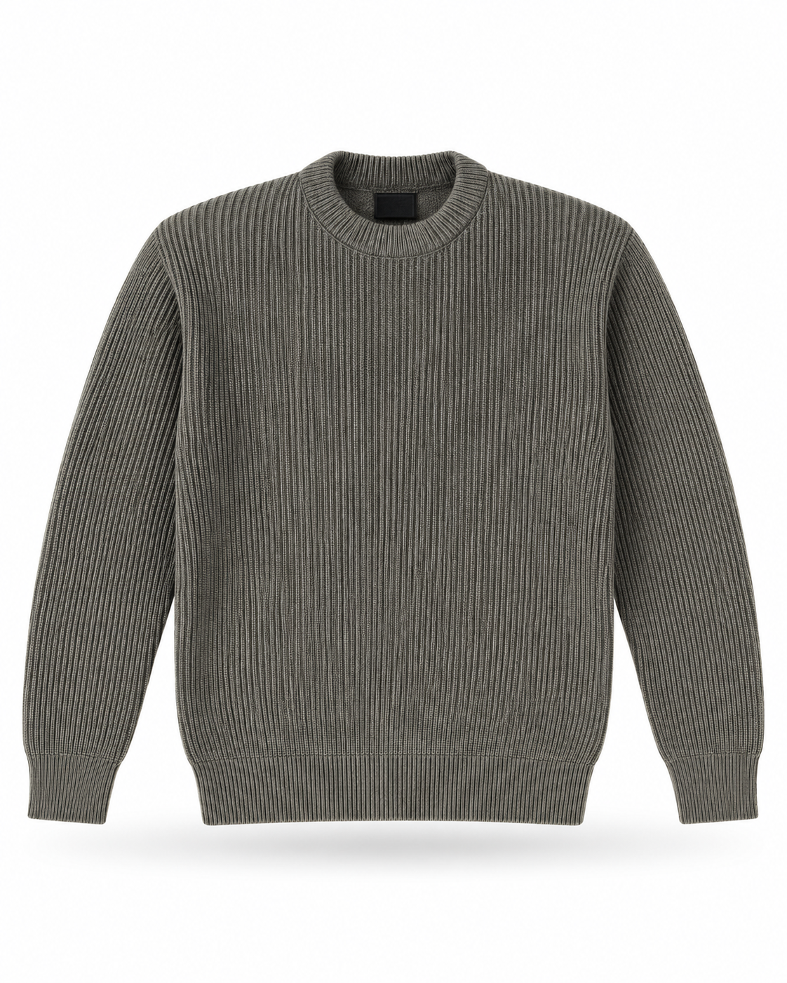 Grey Ribbed Knitted Sweater product-only mockup