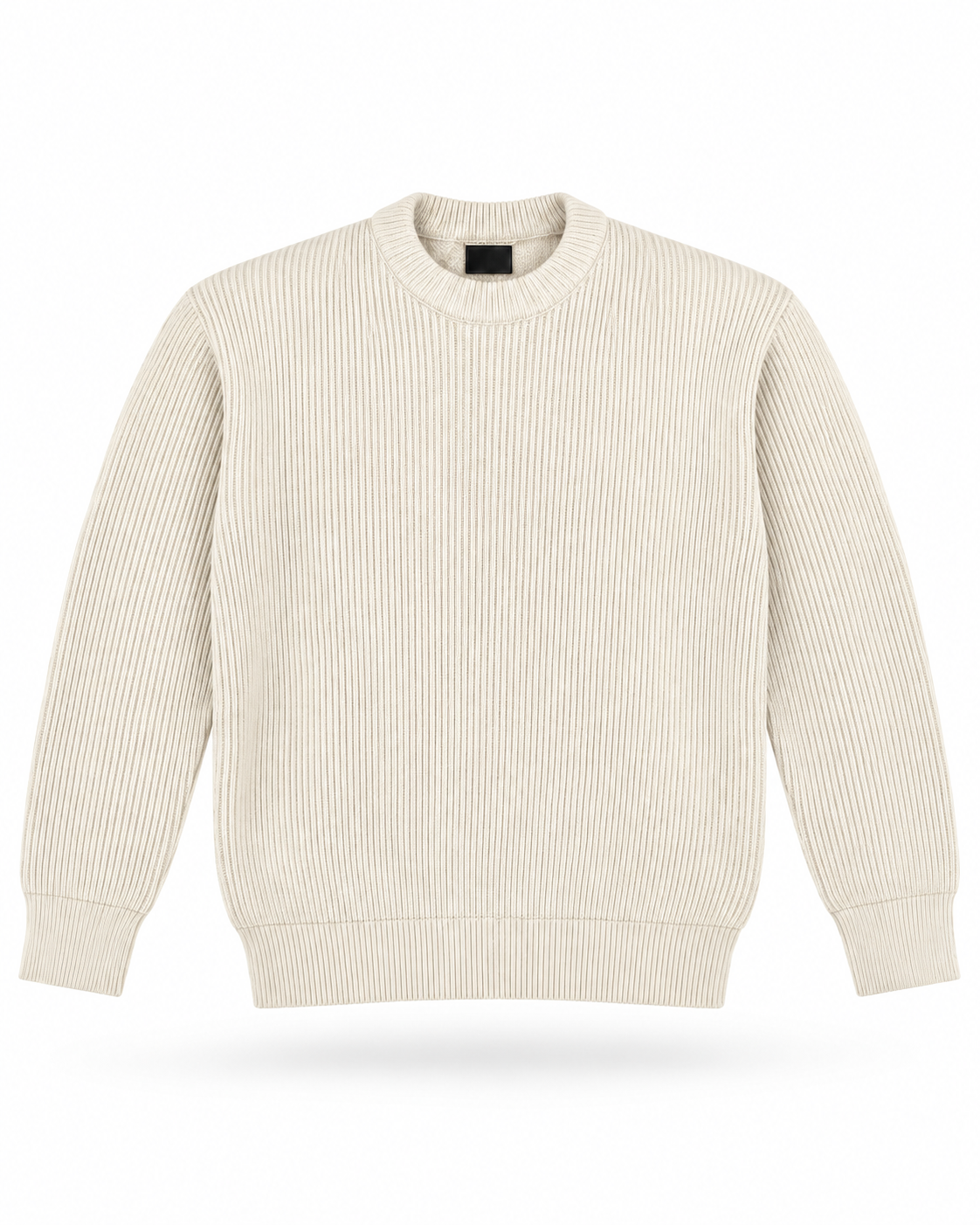 Cream Ribbed Knitted Sweater product-only mockup
