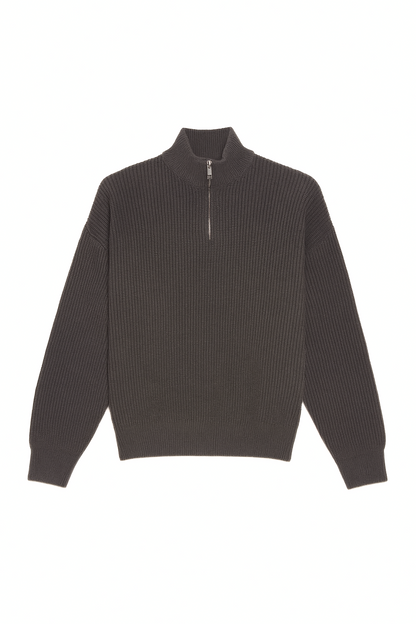 Grey Knitted Quarter Zipper