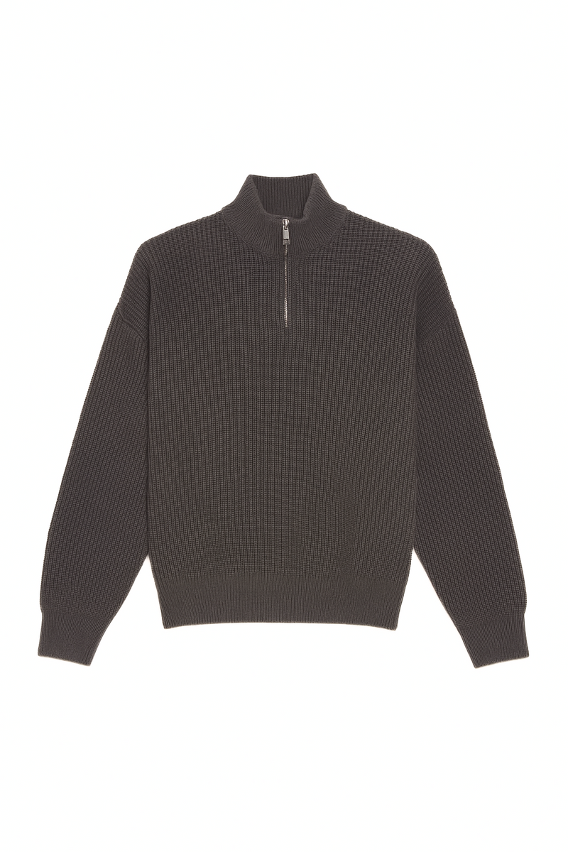 Grey Knitted Quarter Zipper