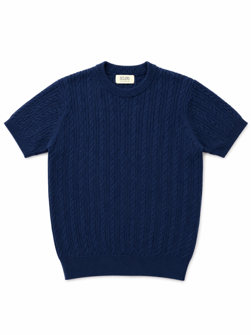 Navy Cable Knit Round Tshirt