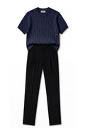 Navy Cable Knit Tshirt+Tailored